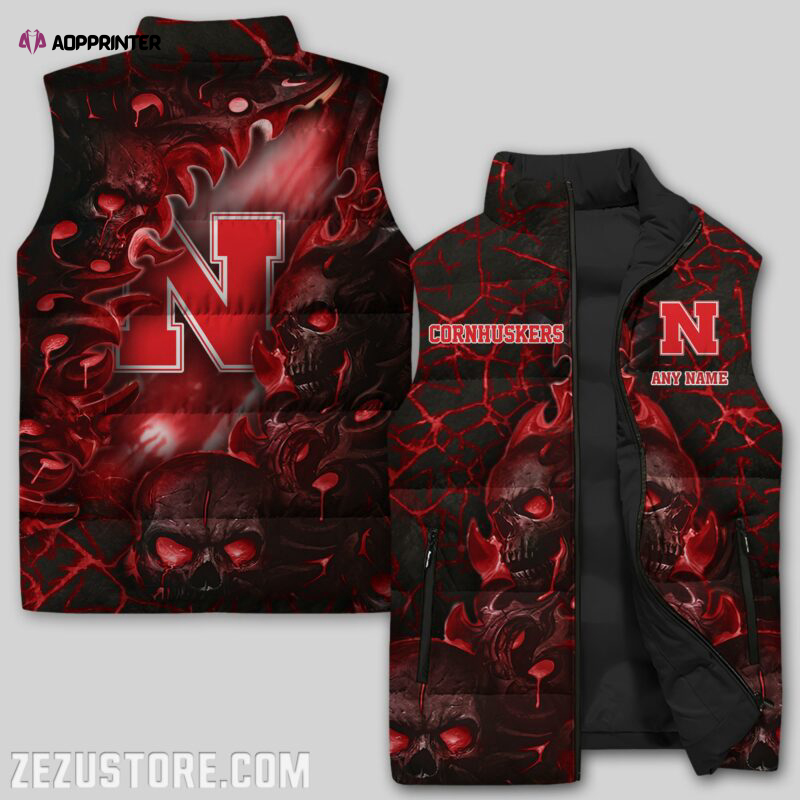 nebraska cornhuskers sleeveless puffer jacket custom for fans gifts