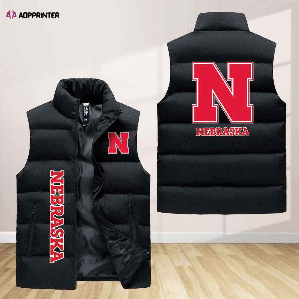 nebraska cornhuskers sleeveless puffer jacket custom for fans spj0477