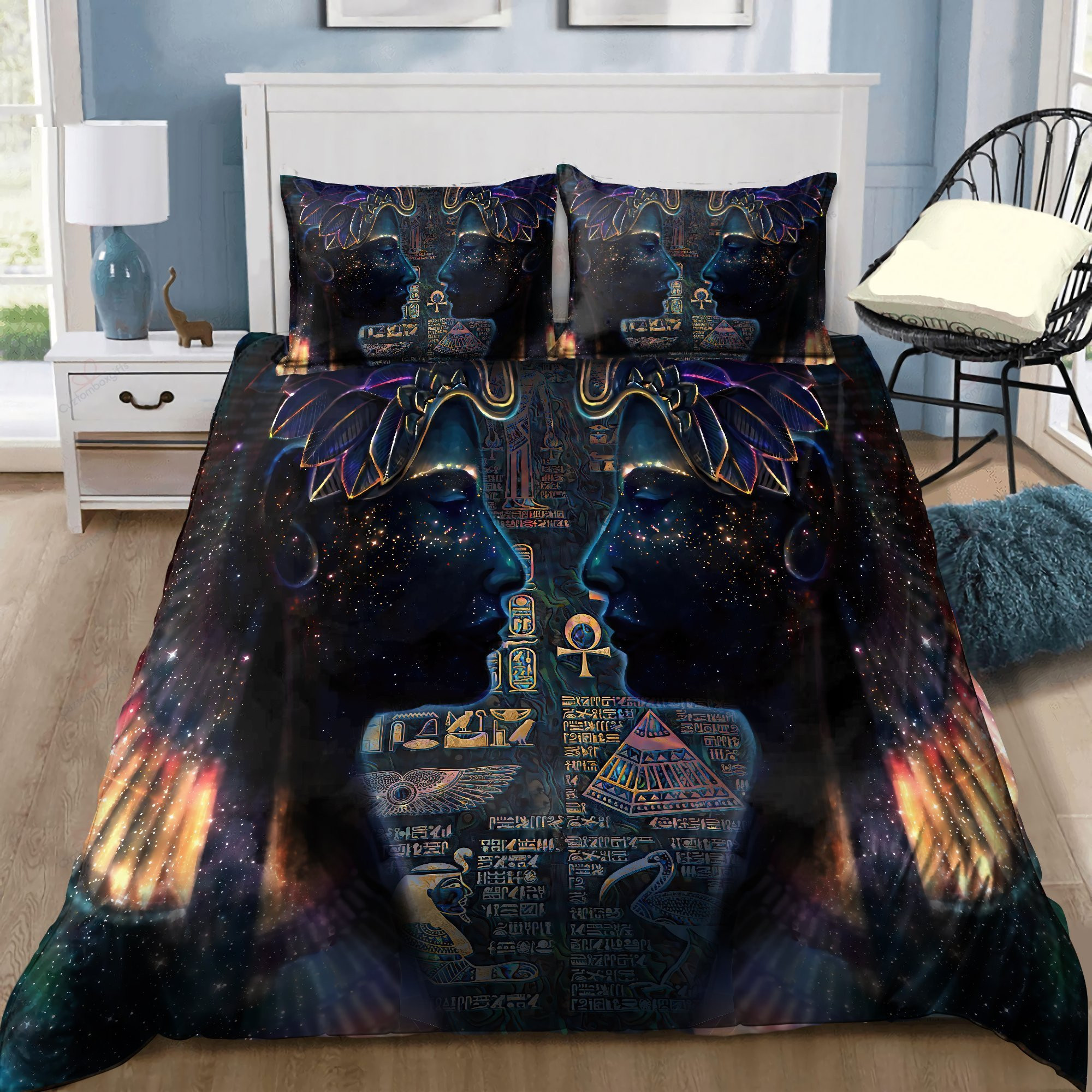 nekhbet ancient egyptian comforter duvet cover bed sheets bedding set qtnc8