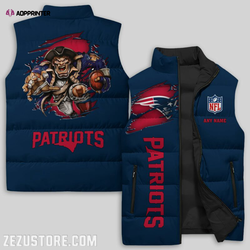 new england patriots nfl sleeveless puffer jacket custom for fans gifts 1