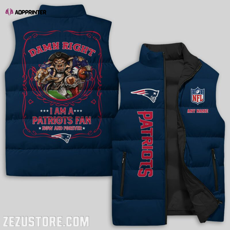 new england patriots nfl sleeveless puffer jacket custom for fans spj1172