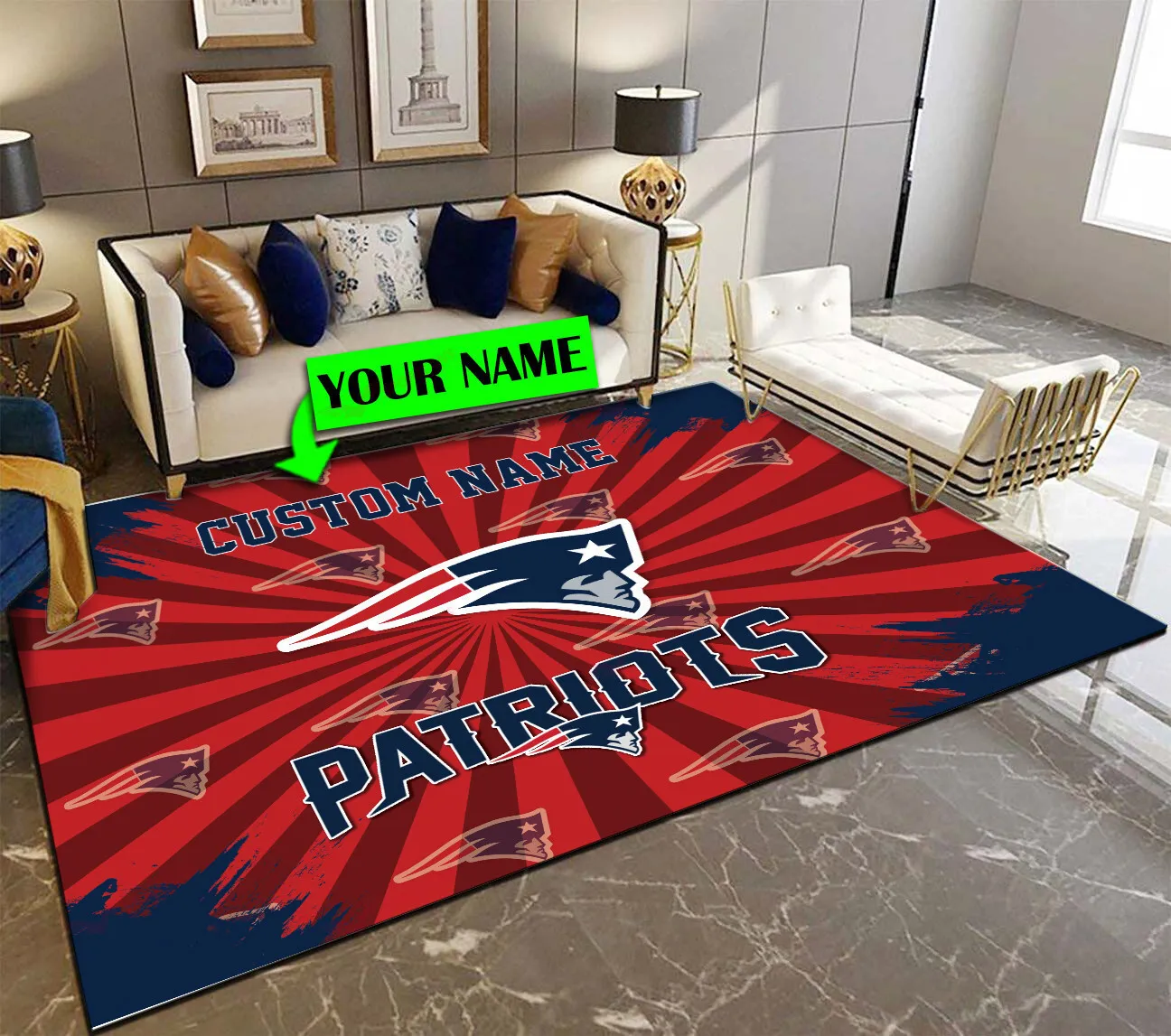 new england patriots personalized premium rectangle rug 62 43mu1