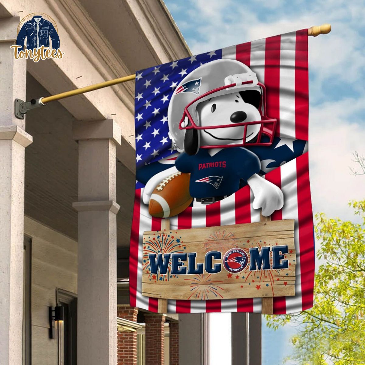 new england patriots snoopy peanuts welcome custom name garden flag 1 uu0vg