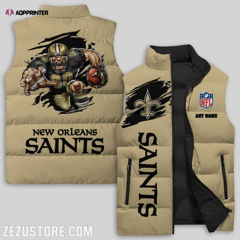 new orleans saints nfl sleeveless puffer jacket custom for fans spj2380