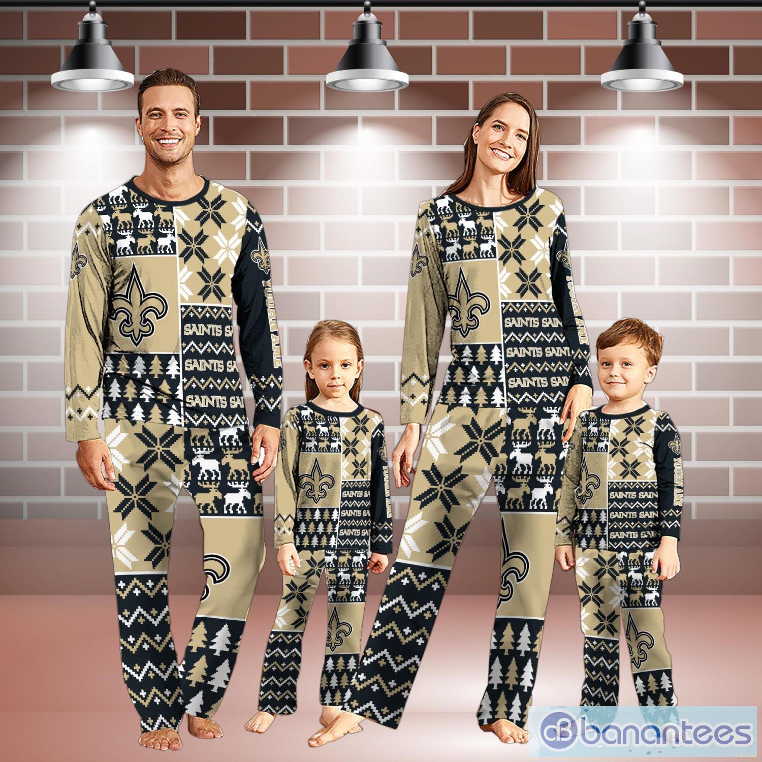 new orleans saints pajamas set christmas snowflake pattern pajamas christmas gift for family