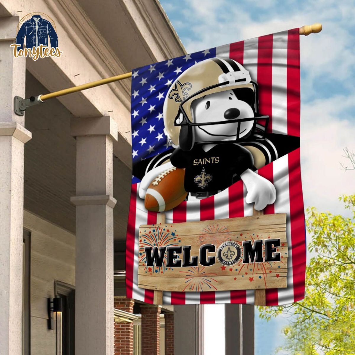 new orleans saints snoopy peanuts welcome custom name garden flag 1 ddd6u