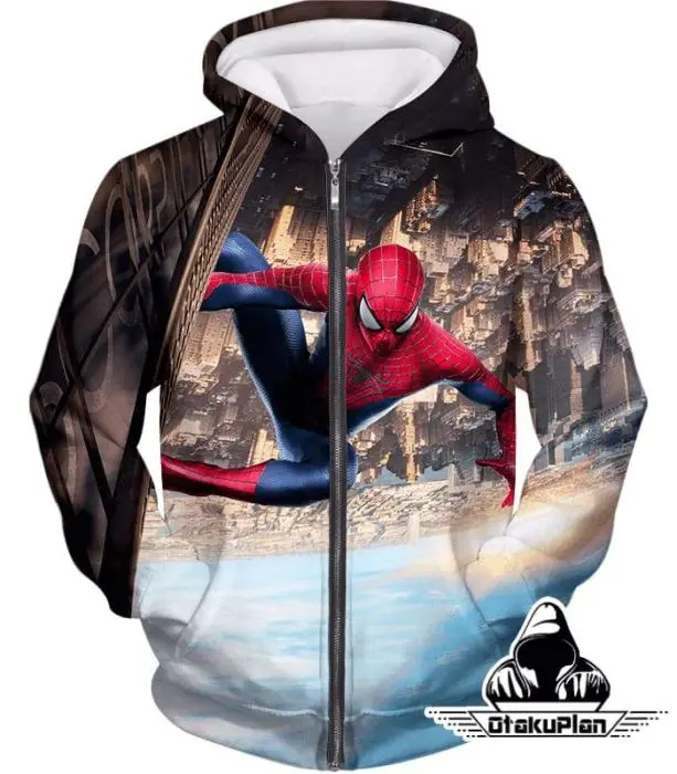 new york city hero spiderman cool action zip up hoodie sp081 385 1
