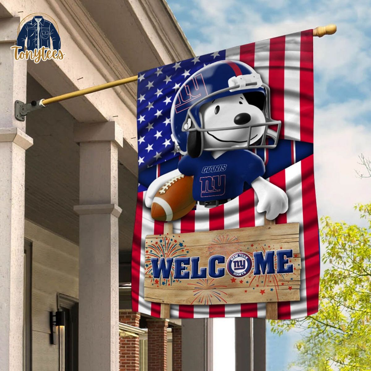 new york giants snoopy peanuts welcome custom name garden flag 1 nzuuf