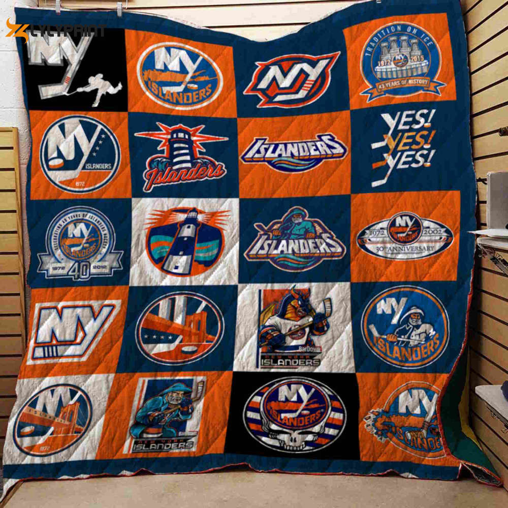 new york islanders quilt blanket for fans home decor gift