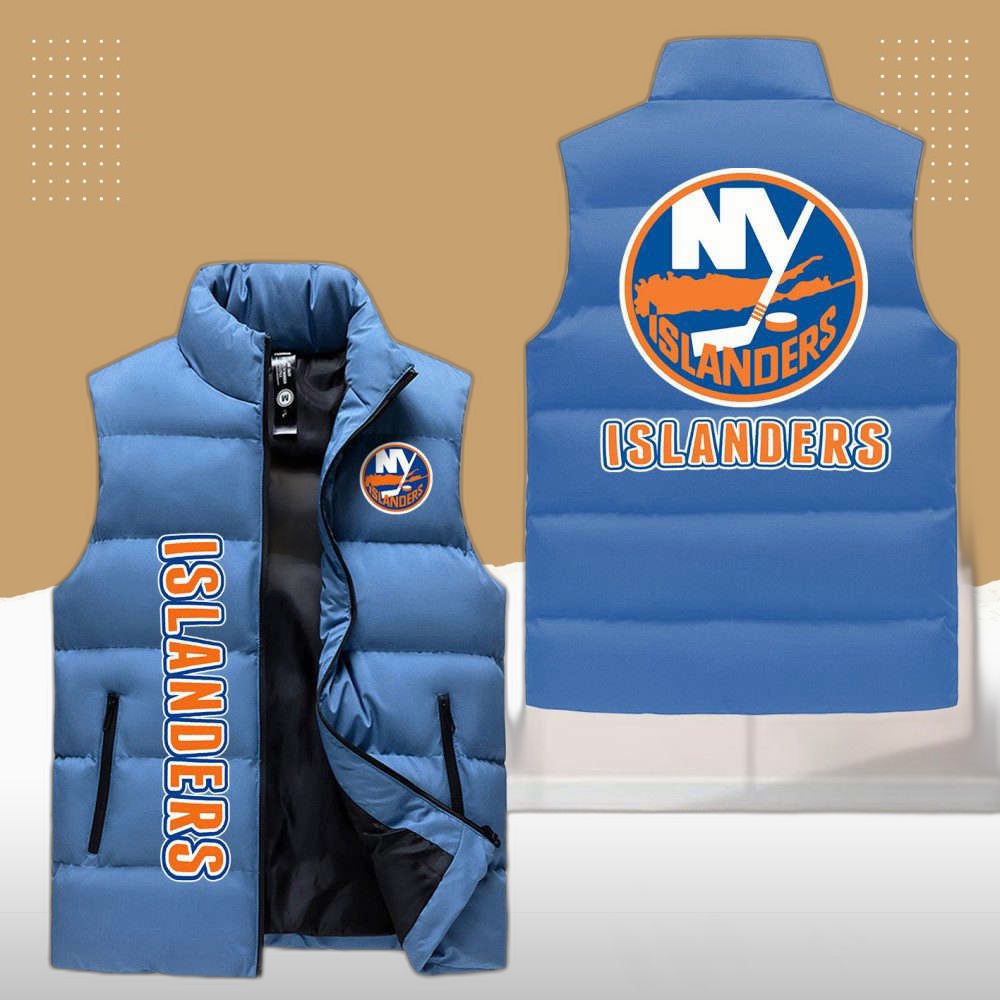 new york islanders sleeveless puffer jacket custom for fans gifts 5PUtNd