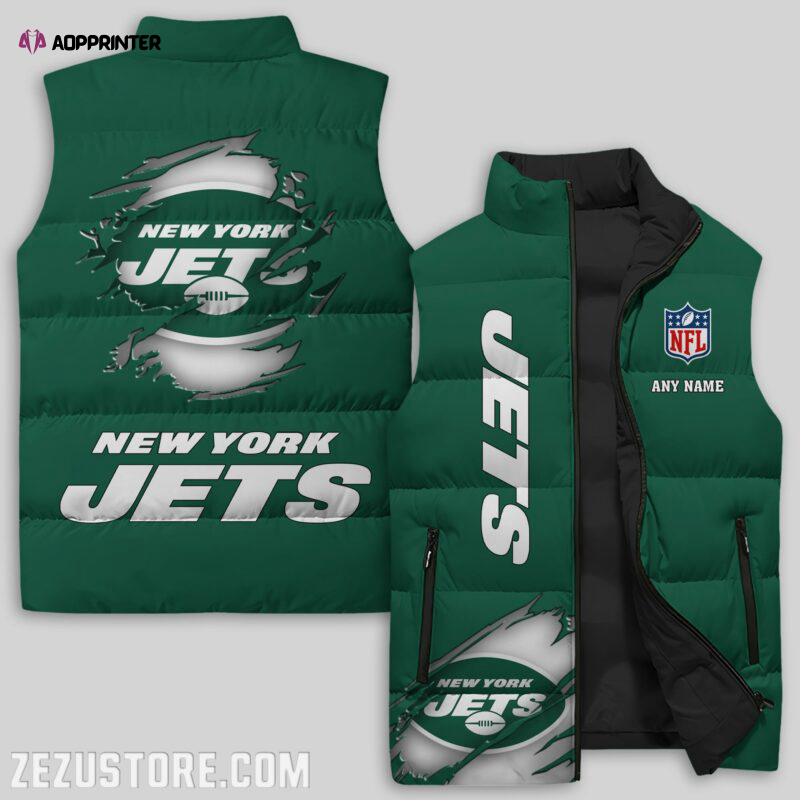 new york jets nfl sleeveless puffer jacket custom for fans spj2350