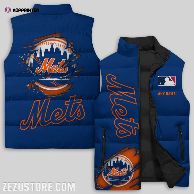 new york mets mlb sleeveless puffer jacket custom for fans spj1779