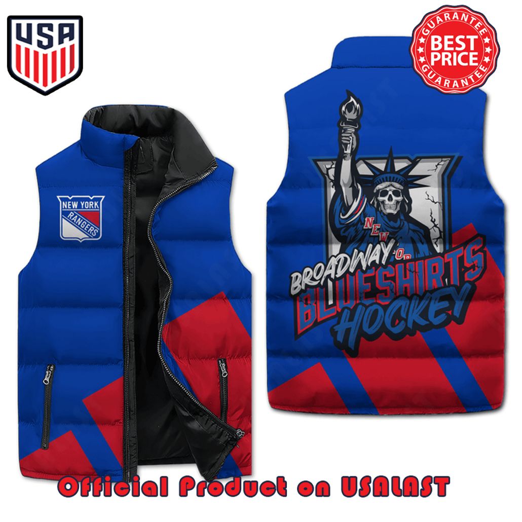 new york rangers broadway hockey puffer sleeveless jacket 1 gUu6l