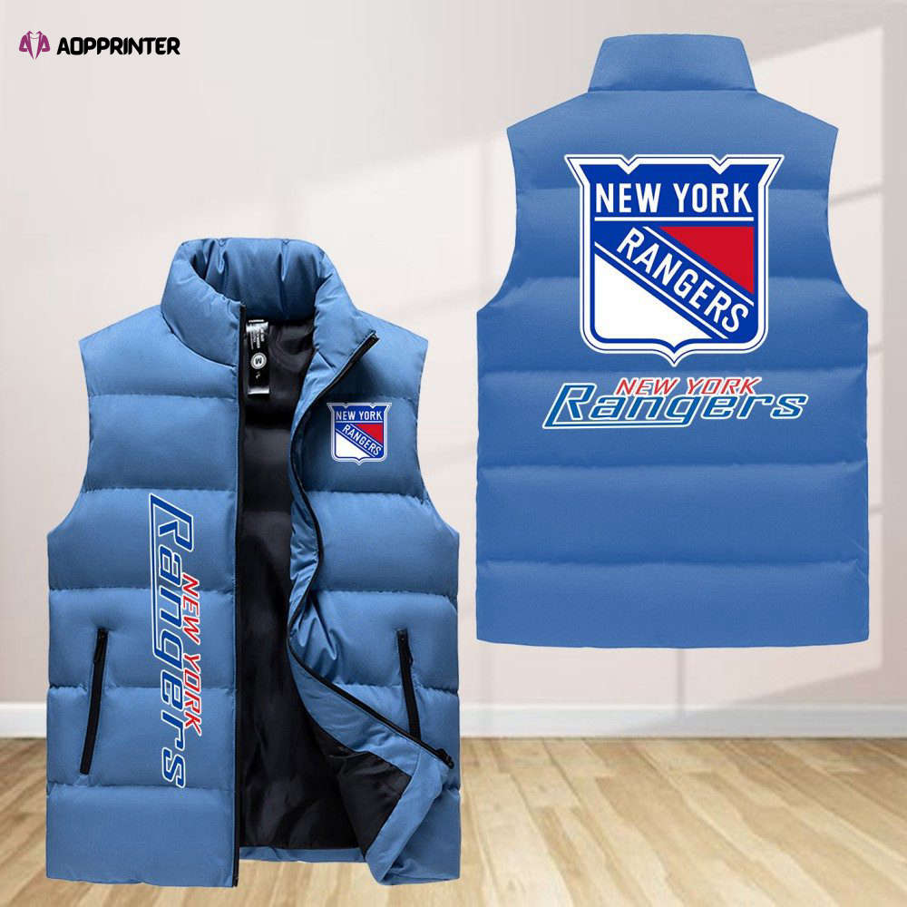 new york rangers sleeveless puffer jacket custom for fans spj0539