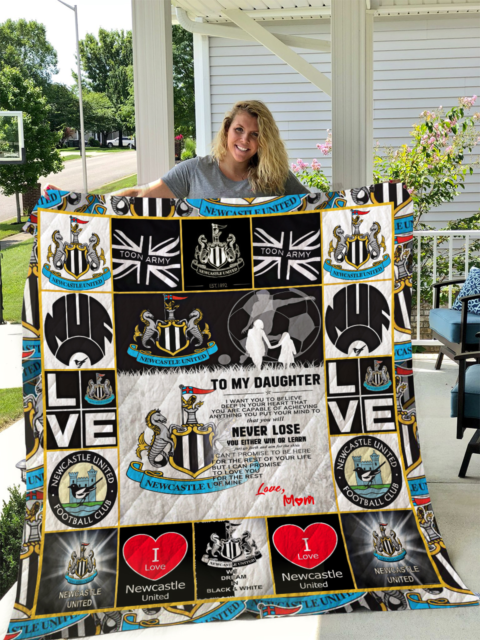 newcastle united fc to my daughter quilt blanket 5649