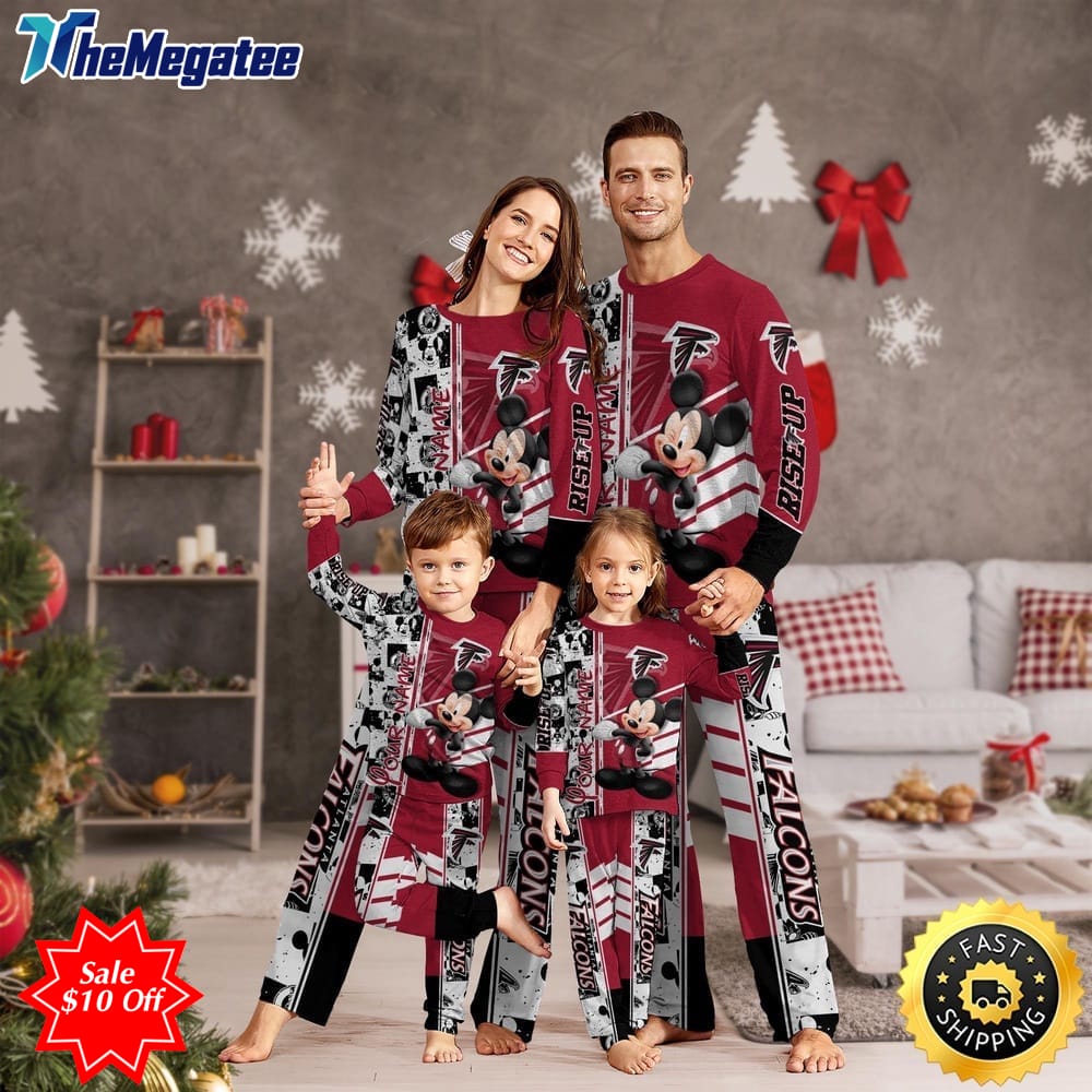 nfl atlanta falcons custom name pajamas mickey mouse for family