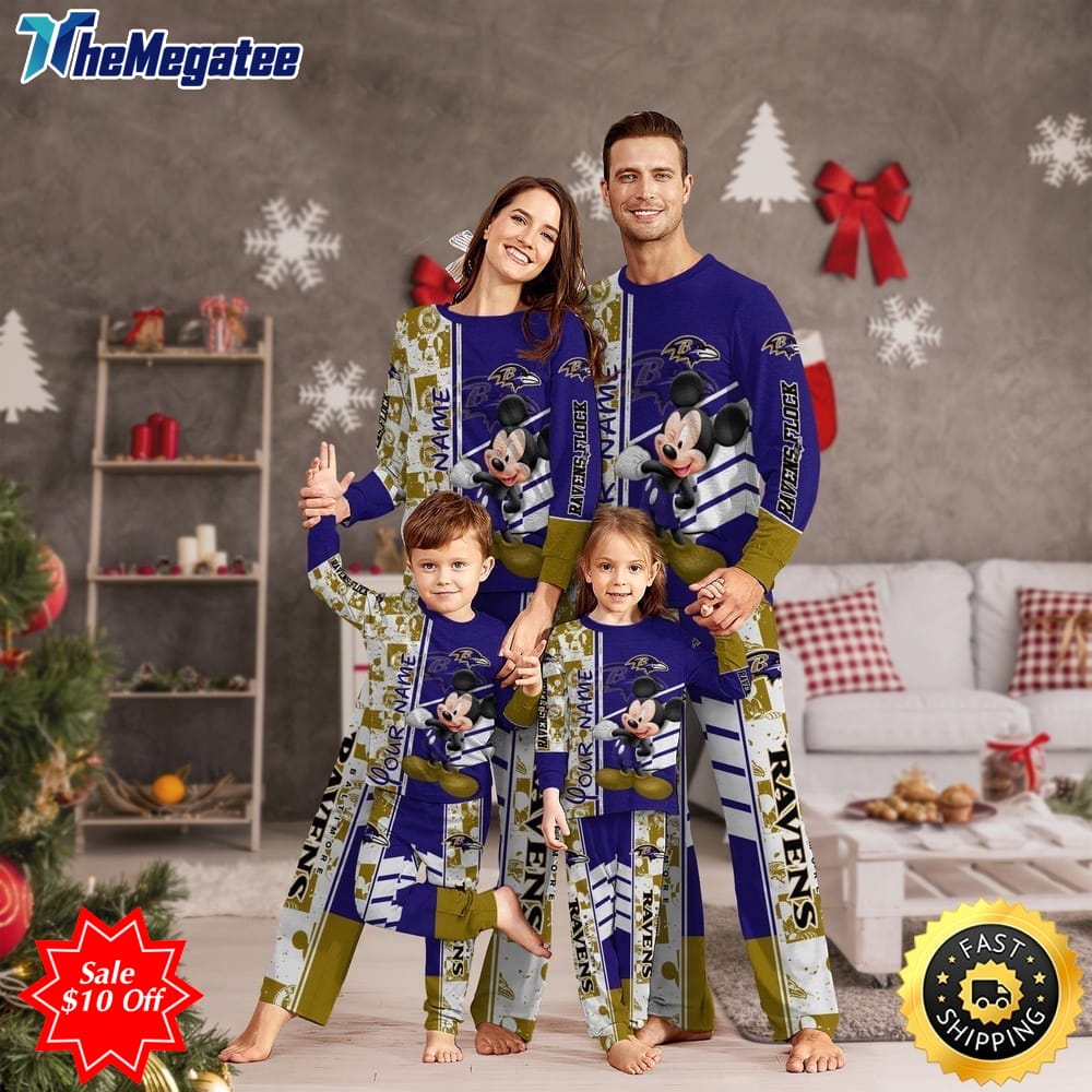 nfl baltimore ravens custom name pajamas mickey mouse for family