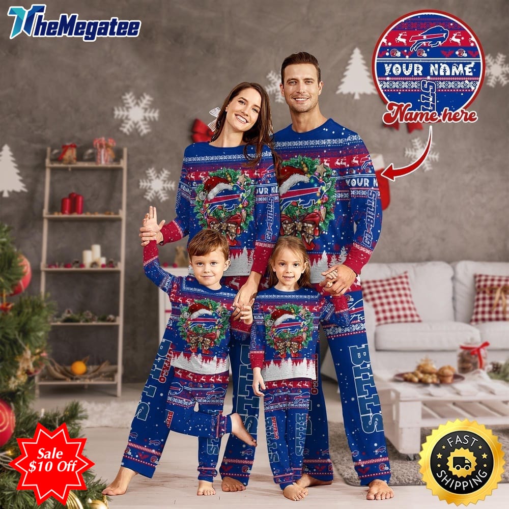 nfl buffalo bills custom name pajamas christmas for family