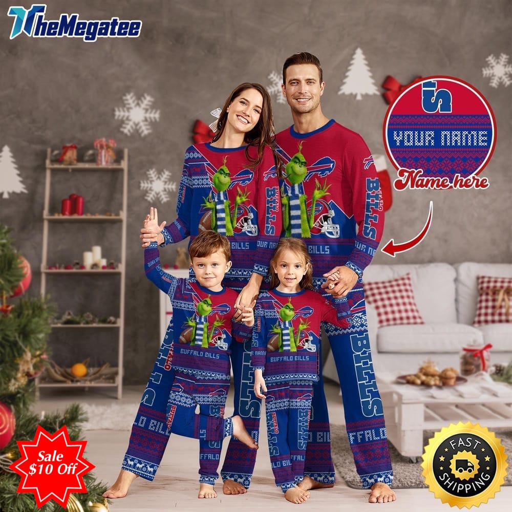 nfl buffalo bills custom name pajamas christmas sports for family