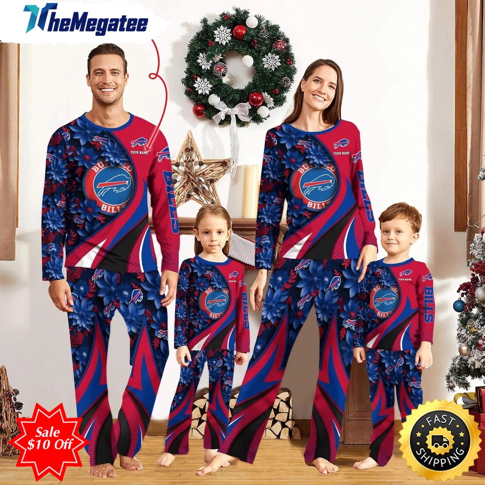 nfl buffalo bills custom name pajamas flower for family