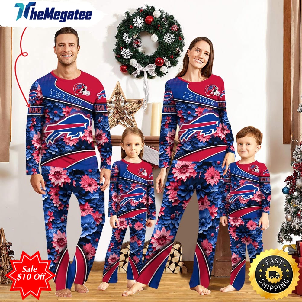 nfl buffalo bills custom name pajamas flower sports for family