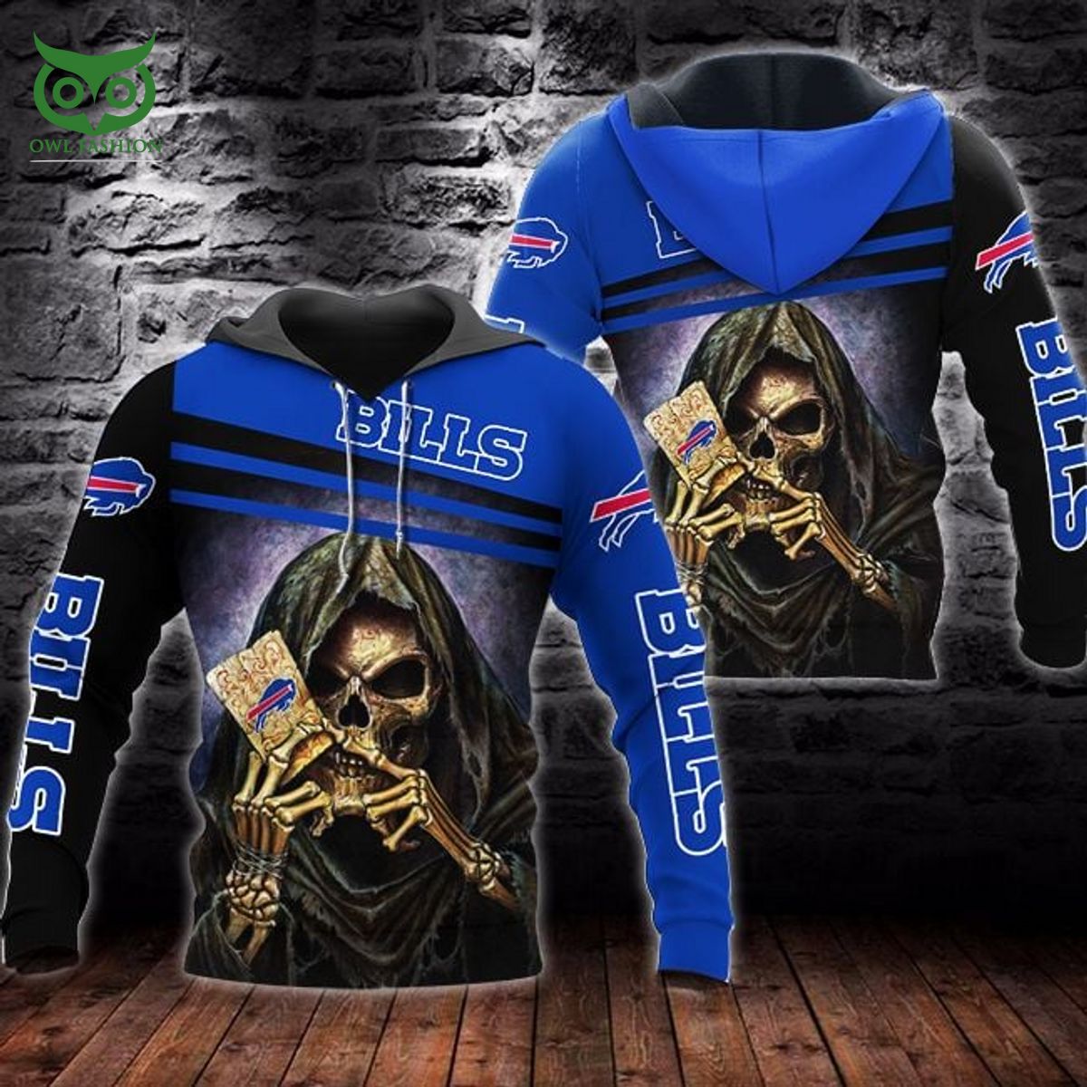 nfl buffalo bills death skull championship 3d hoodie 1 1ffAT