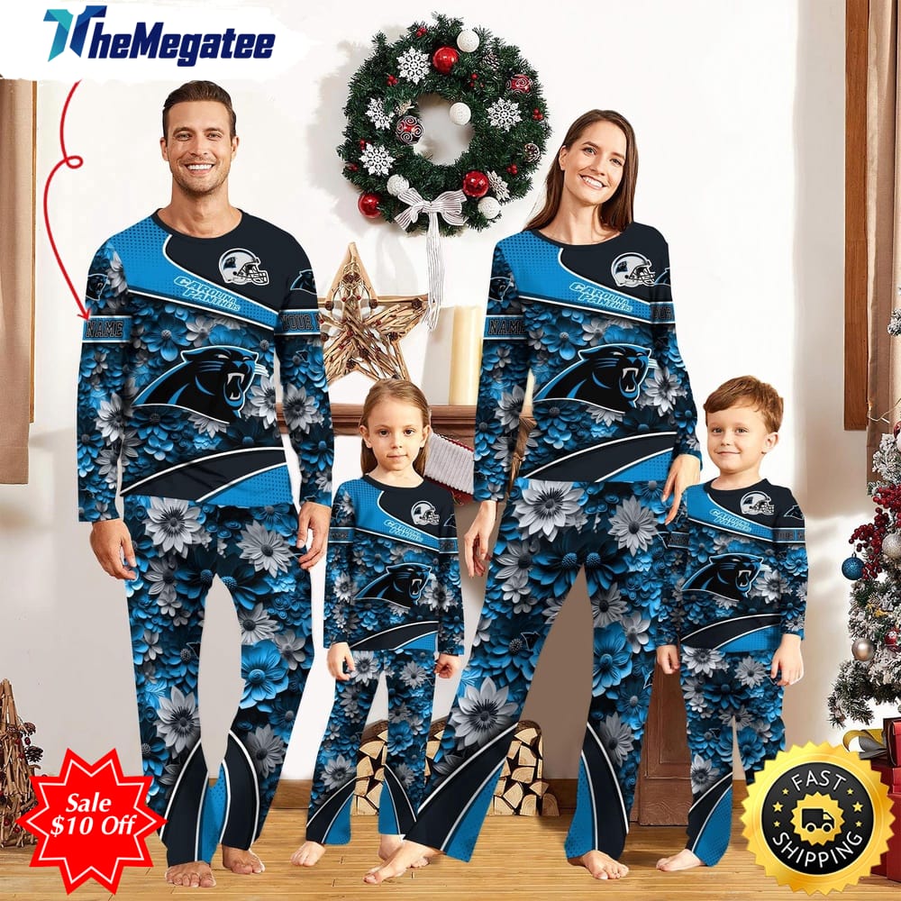 nfl carolina panthers custom name pajamas flower sports for family