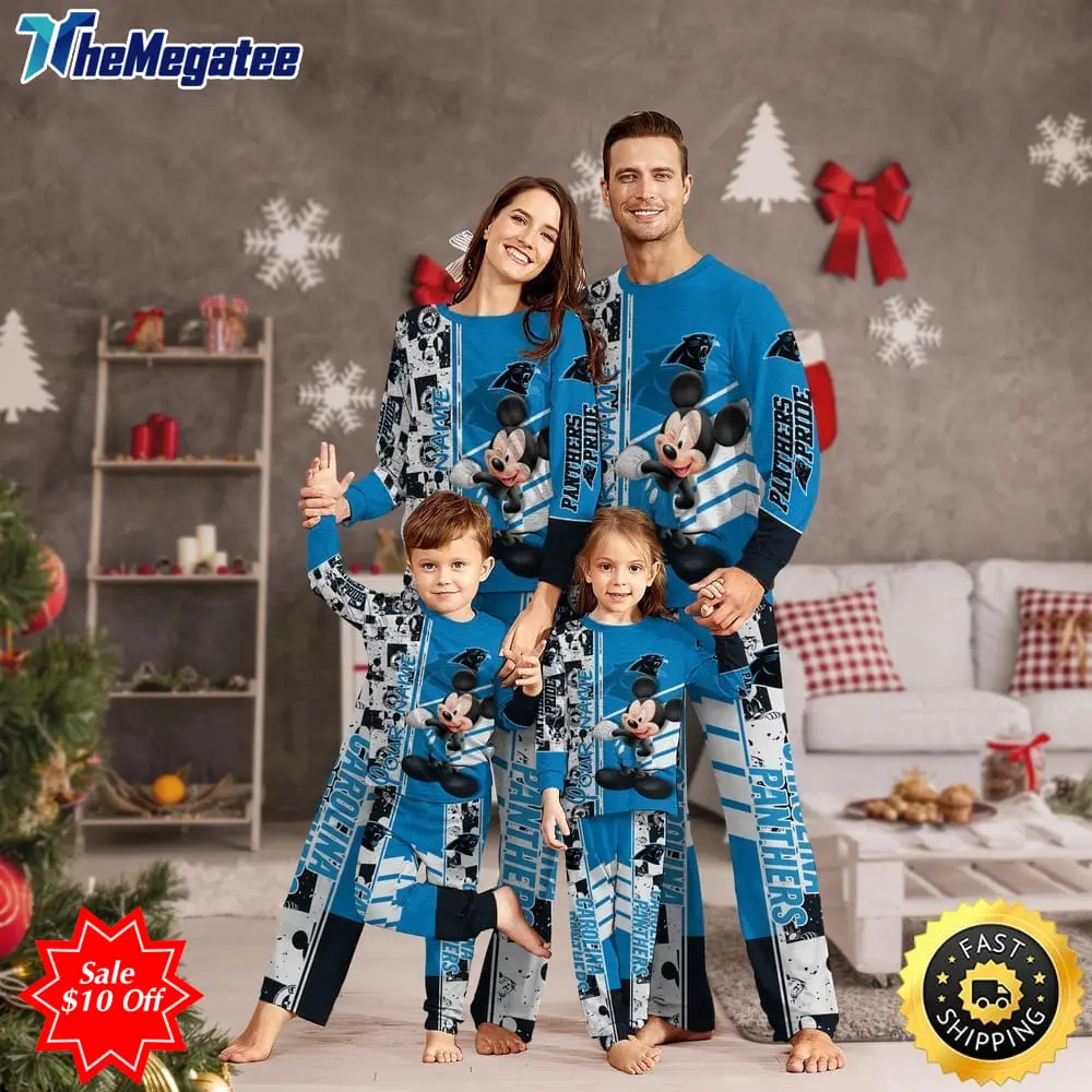 nfl carolina panthers custom name pajamas mickey mouse for family