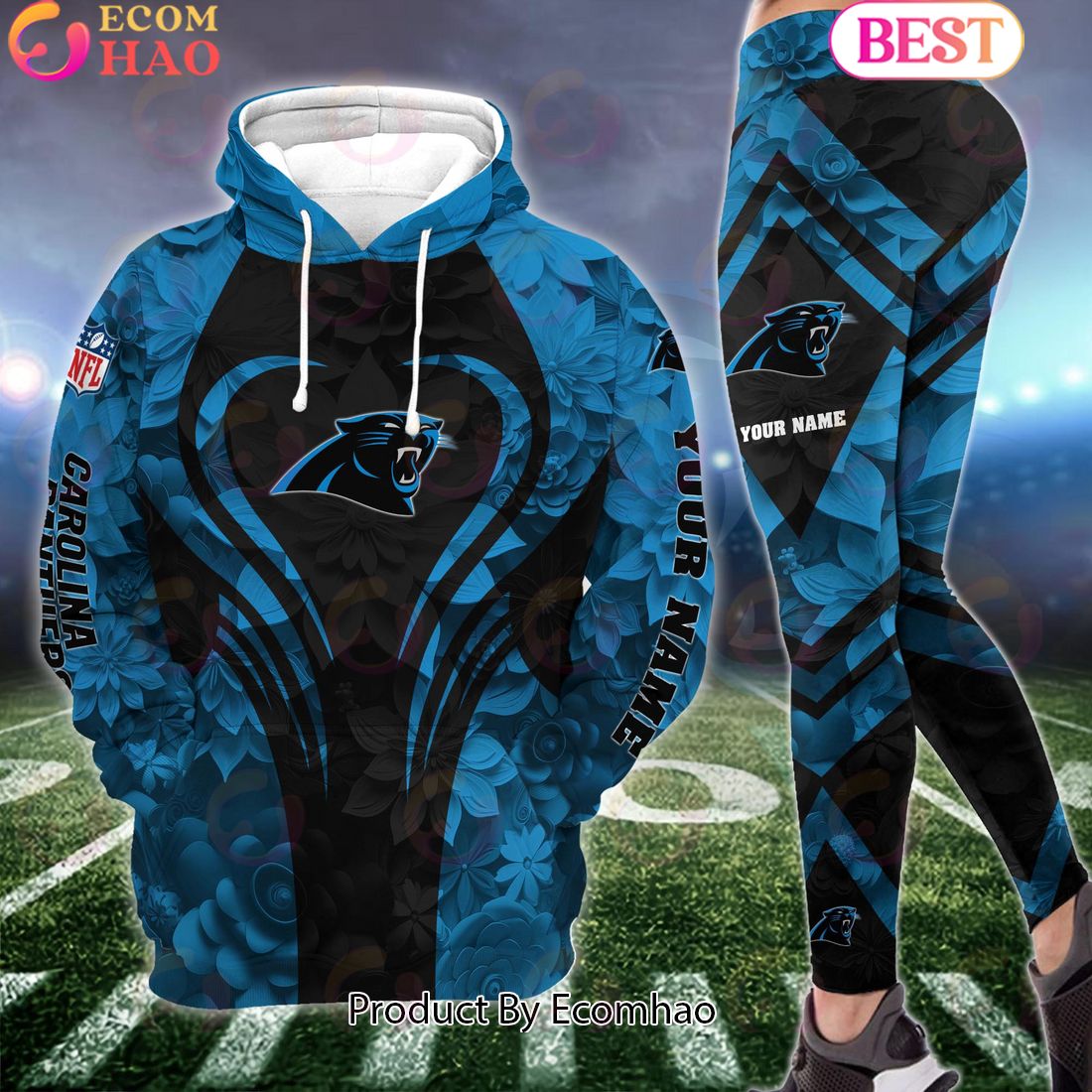 nfl carolina panthers special flowers design hoodie and leggings 1 3lCji