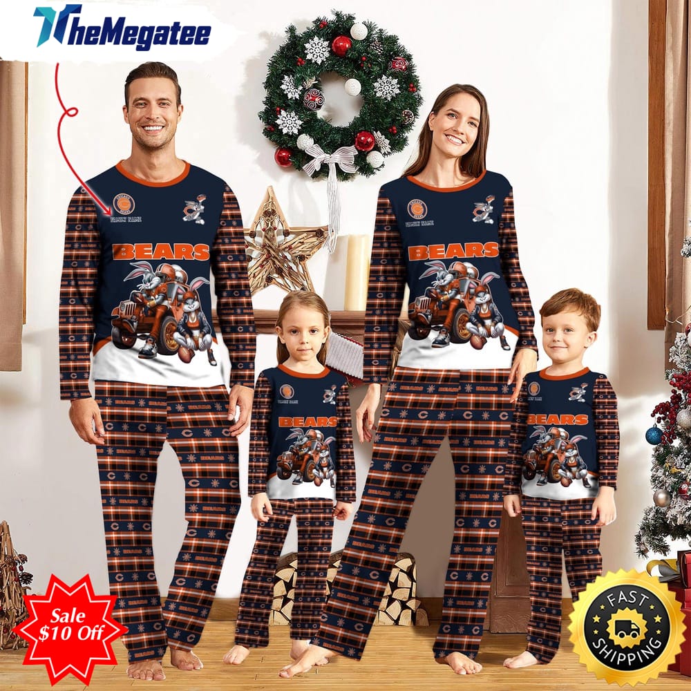 nfl chicago bears custom name pajamas bunny sports for family