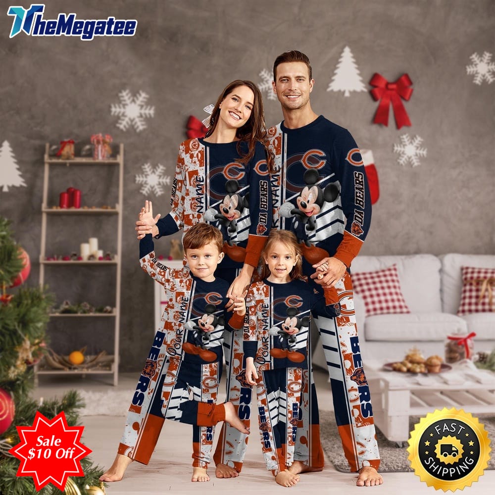 nfl chicago bears custom name pajamas mickey mouse for family