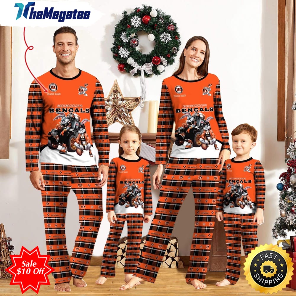 nfl cincinnati bengals custom name pajamas bunny sports for family