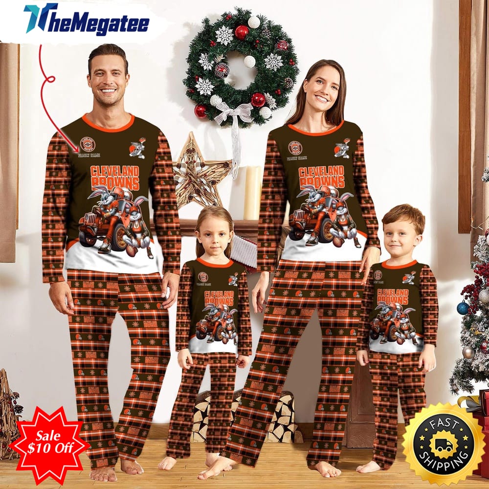 nfl cleveland browns custom name pajamas bunny sports for family