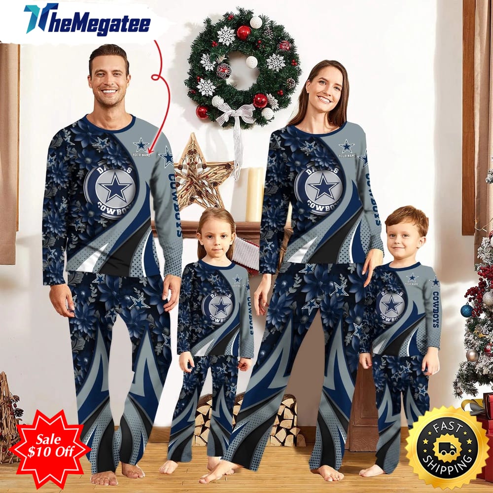 nfl dallas cowboys custom name pajamas flower for family