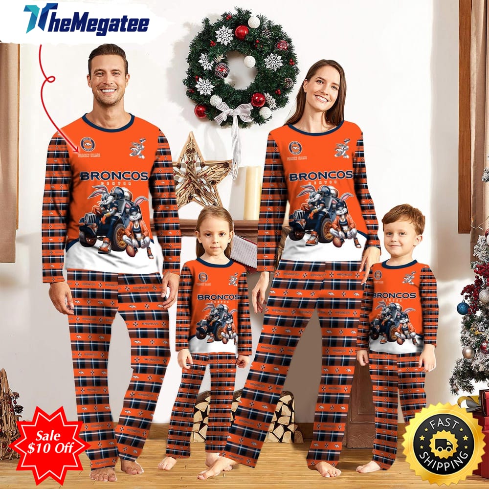 nfl denver broncos custom name pajamas bunny sports for family