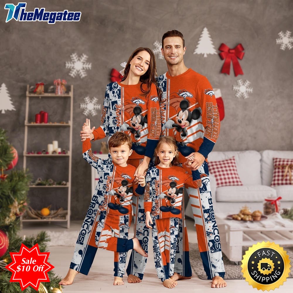 nfl denver broncos custom name pajamas mickey mouse for family