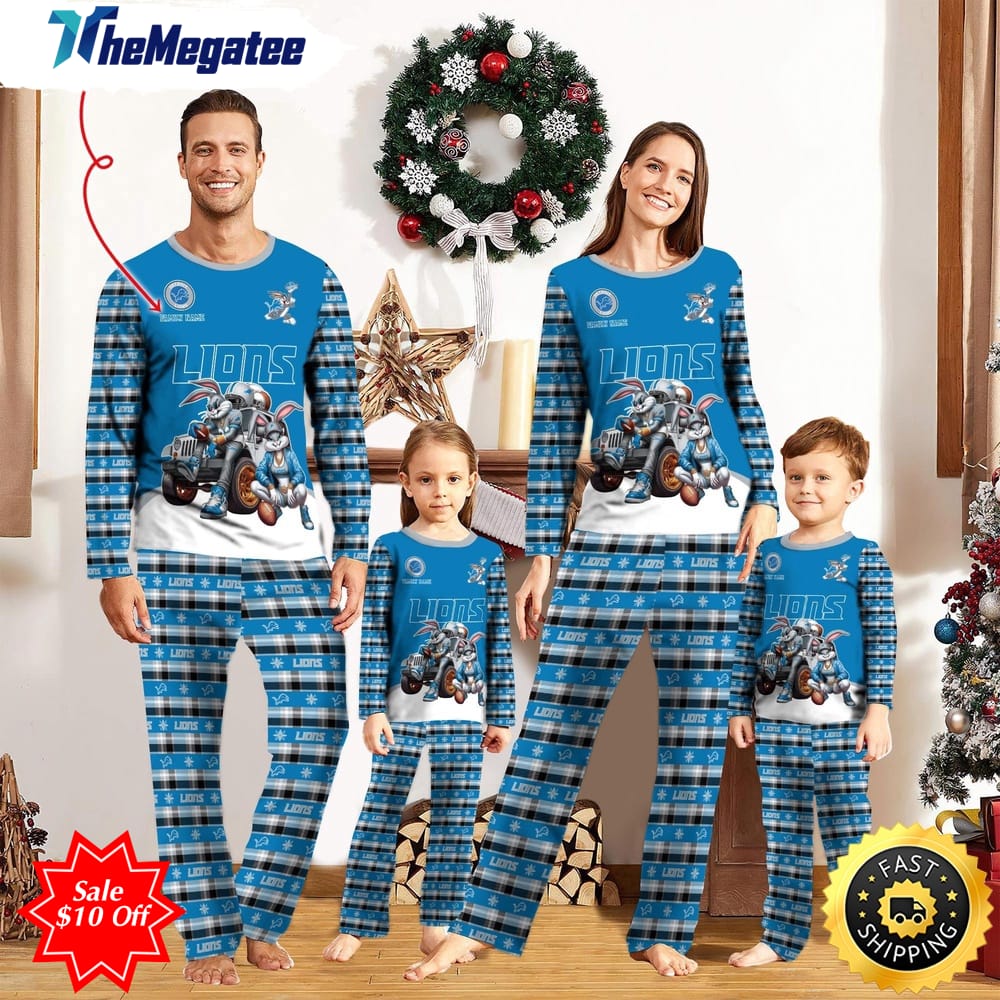 nfl detroit lions custom name pajamas bunny sports for family