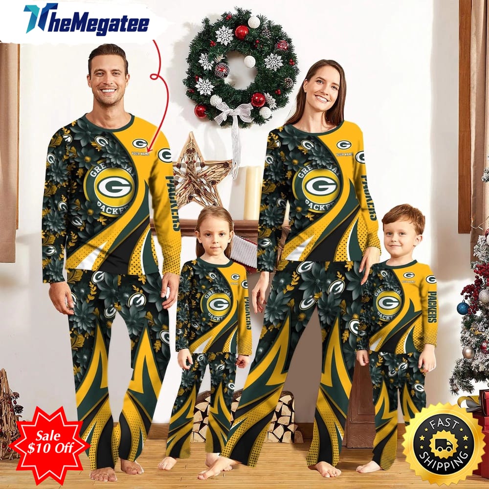 nfl green bay packers custom name pajamas flower for family