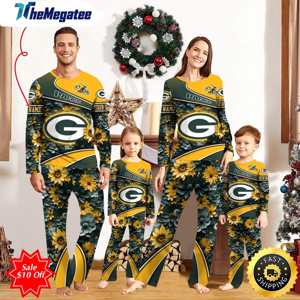 nfl green bay packers custom name pajamas flower sports for family