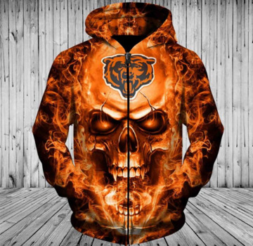 nfl hoodies 3d skull chicago bears hoodies cheap sweatshirt zip up pullover sweatshirt 2 360x