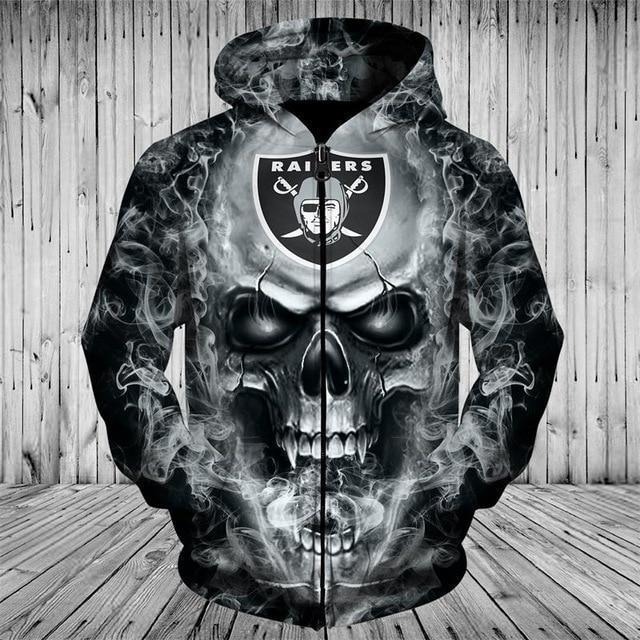 nfl hoodies 3d skull oakland raiders hoodie sweatshirt zip up pullover sweatshirt 3 1000x