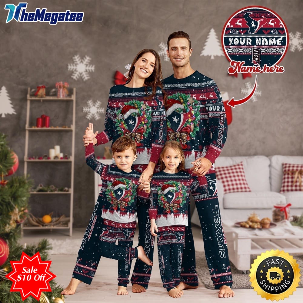 nfl houston texans custom name pajamas christmas for family