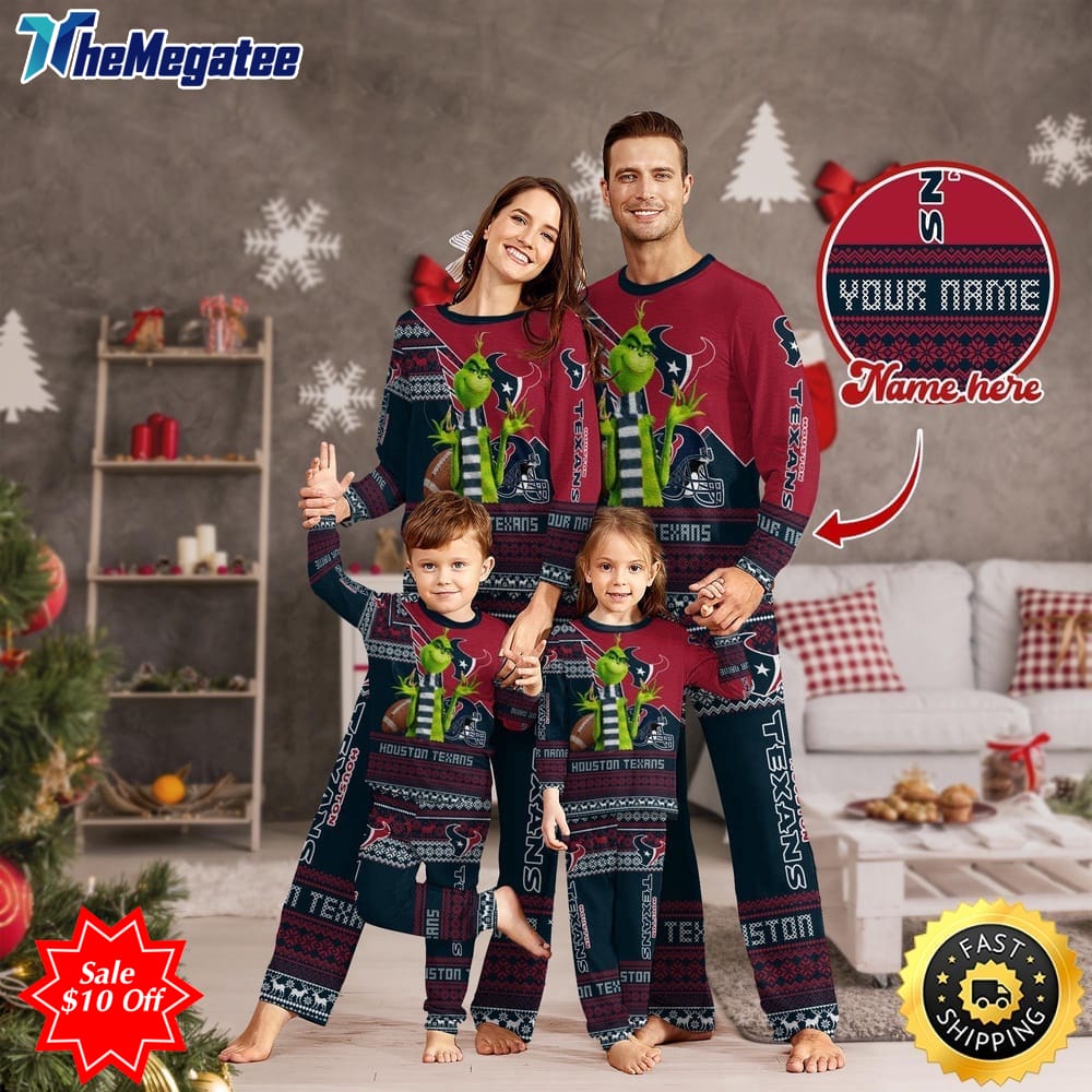 nfl houston texans custom name pajamas christmas sports for family