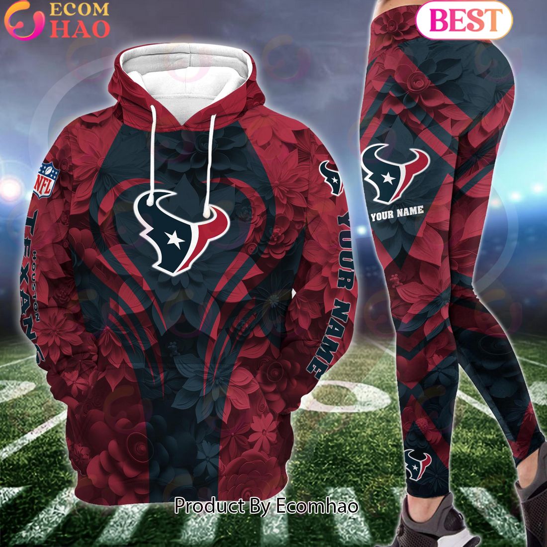 nfl houston texans special flowers design hoodie and leggings 1 B4KHy