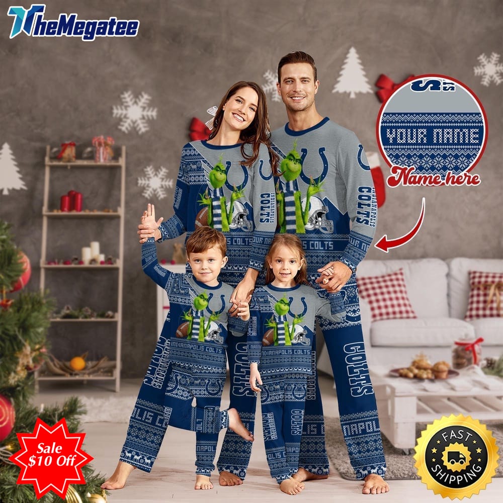 nfl indianapolis colts custom name pajamas christmas sports for family