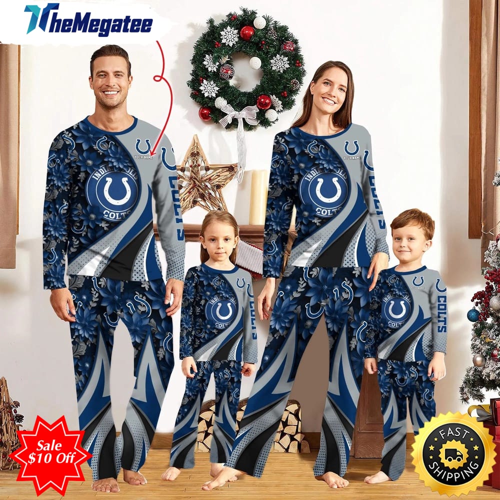 nfl indianapolis colts custom name pajamas flower for family