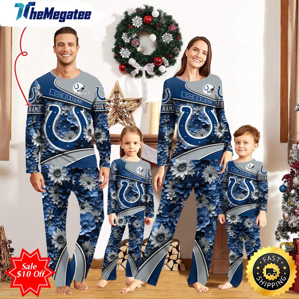 nfl indianapolis colts custom name pajamas flower sports for family