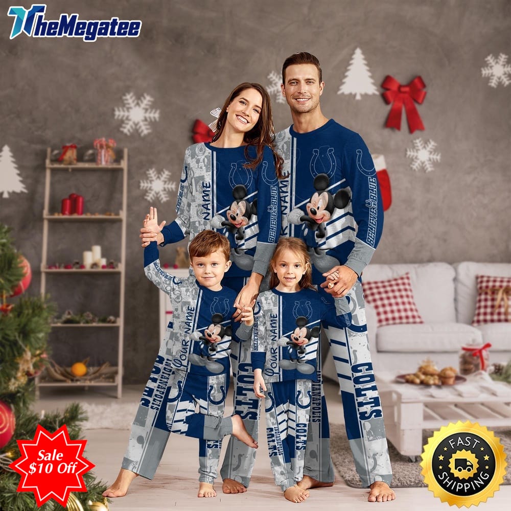 nfl indianapolis colts custom name pajamas mickey mouse for family