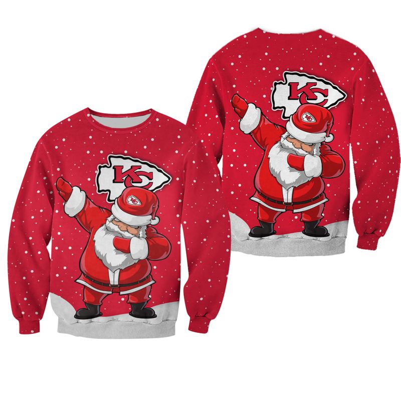 nfl kansas city chiefs christmas dab santa all over print sweatshirt new06371078038989 z2q2u