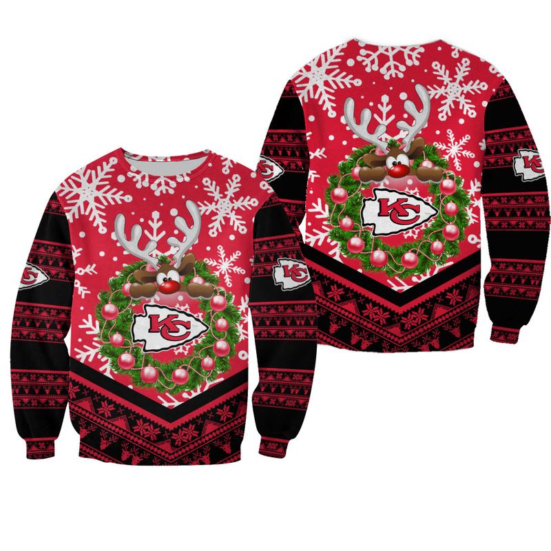 nfl kansas city chiefs christmas reindeer limited edition sweatshirt nla02971077881305 0br22